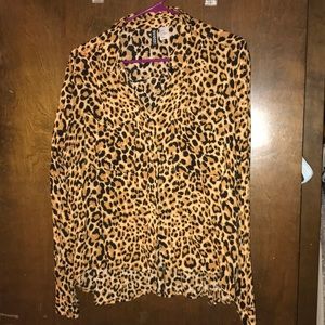 Cheetah print button down